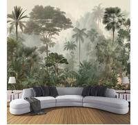 Papier Peint Panoramique Vintage Plantes Forêt Tropicale Palmiers Murale,Poster et Tableaux Muraux,Papier Peint Décoration 308x220cm