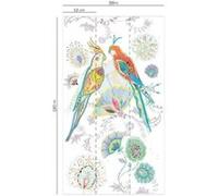 Papier peint panoramique vinyle intissé Seychelles Lutece mat et satiné oiseaux, perroquet multicolore l.88 x l.53 cm