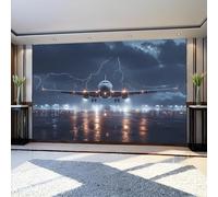 Papier Peint Panoramique vols et avions 200 x 140 cm Gris Revêtement Mural Fresque Murale Décoration Chambre Salon