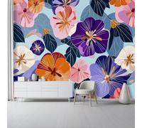 Papier Peint Panoramique XXL 350 x 256 cm, Abstrait floral tendance Thème 3D Coloré - Fresque Murale et Poster Géant Photo pour Décoration Salon, Chambre à Coucher