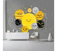 Papier Peint Panoramique XXL 400 x 280 cm, Dessin animé mignon planète ligne Thème 3D Coloré - Fresque Murale et Poster Géant Photo pour Décoration Salon, Chambre à Coucher