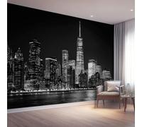 Papier Peint Panoramique Xxl Américain Noir Bâtiments Front De Mer 350 X 256 Cm - Fresque Murale Moderne 3D Pour Salon, Chambre - Papier Peint Mural Décoration Intérieure