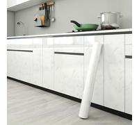 Papier peint Papier peint adhésif double face effet marbre épais pour plan de travail de cuisine imperméable résistant à l'huile et aux hautes températures avec support en aluminium blanc élégant 40