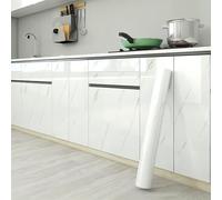 Papier peint Papier peint adhésif double face effet marbre épais pour plan de travail de cuisine imperméable résistant à l'huile et aux hautes températures avec support en feuille d'aluminium blanc