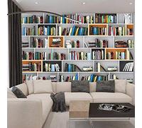 Papier peint, papier peint-bibliothèque murale européenne 3D personnalité stéréo étude de papier peint bibliothèque papier peint s papier peint 3d foot gris noir poster pierre photo salon-350cm×256cm