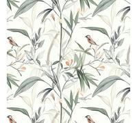 Papier peint Papier peint style chinois moderne à motif d'oiseaux et de plantes en PVC épais imperméable et autocollant idéal pour la chambre le salon et le bureau Chant d'oiseaux sur les branches 4