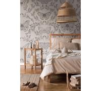 Papier Peint Papillon Avec Vignes Dans Un Design Sombre - Gris, Greige, Noir