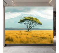 Papier Peint Paysage 200 x 140 CM, 3D Montagne Enneigée Prairies Arbres Photo Geant Mural, Salon Non Tissé Papiers Peints, Chambre étanche à l'eau Mat lmage Muraux Poster, Personnalisable Wallpaper