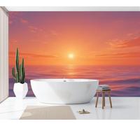 Papier Peint Paysage De Coucher Soleil Sur L'Océan 300x210cm Murale