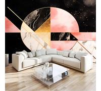 Papier Peint Paysage de Délicat Élégant Géométrie Marbre, Papier Peint Panoramique Décoration Murale Pour Salon Chambre Murales Intissé, Paysage Couleur Wallpaper Mural 350 x 256 cm