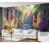 Papier peint paysage et peinture murale - Papier peint de ville européenne à décoller et à coller, papier peint pour salon, rue printanière, grande décoration d'intérieur, autocollant