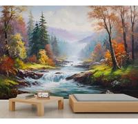 Papier peint paysage forêt d'automne papier peint chambre à coucher Woodland Tree peintures murales pour salon décoration murale affiche murale 232 x 158 cm