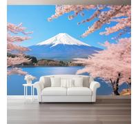Papier Peint Paysage Japonais Panoramique 3D Rose Grappes De Fleurs Montagnes Enneigées Grandes Murales Poster Pour Salon Adulte D'Enfants Étude Maison Décoration Intérieure 400 X 280 Cm