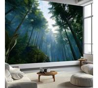 Papier Peint Paysage Naturel Forêt250 x 175 cm Décoration Papier Peint Moderne Vert Forêt Murale facile à nettoyer, idéale pour chambre et salon, avec un design unique et moderne