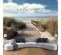 Papier Peint - Paysage Plage Décoration Murale, Nuages Du Ciel La Plage Papier Peint En Soie, Résistant Aux Déchirures, Convient Pour Salons, Chambres Les Salles Bains (Bleu Ciel 308X220 Cm)