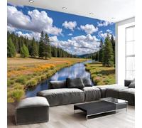Papier Peint Paysages Forestiers Et Lacustres 150 X 105 Cm Papier Peint Panoramique Effet 3D, Peinture Murale Poster Intissé Paysage Pastoral Naturel, Pour Chambre Salon Tv Fond