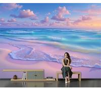 Papier Peint Paysages Rêve Panoramique Vue Sur La Plage Au Coucher Du Soleil Revêtement Murale Décoration Salon, Chambre Coucher Maison Décoration Intérieure 396X280 Cm