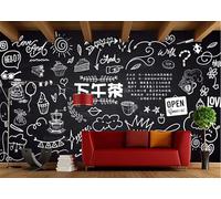 Papier peint peint à la main tableau noir fruits thé loisirs boisson boutique peinture décorative café restaurant mural, 3D, 350x245cm