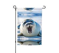 Papier peint peint motif phoque du Groenland 30,5 x 45,7 cm - Drapeau décoratif en polyester imprimé double face durable pour cour, terrasse et balcon
