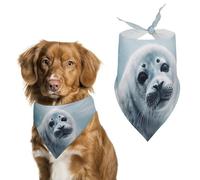 Papier peint peint phoque du Groenland - Bandana réglable - Décoration pour animaux domestiques - Foulards triangulaires pour chiots et chats de petite et moyenne taille