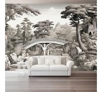 Papier Peint Peinture À L'Encre Orientale Panoramique 3D - Gris Pont De Pierre Paysage Papier Peint Murale Salon Chambre À Coucher Maison Décoration Intérieure Mural Photo 250 X 175 Cm