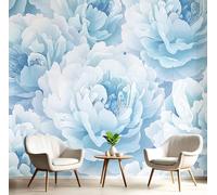Papier Peint Pétales De Pivoine,150x105cm Papier Peint Panoramique Style Artistique Fantastique Murale Poster Tableaux Photo Muraux pour Salon Chambre à Coucher Maison Décoration, Bleu Clair