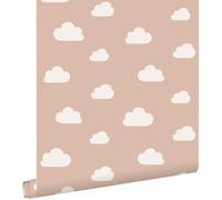 papier peint petits nuages rose terracotta 53 cm x 10.05 m - ESTAhome