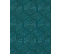 Papier Peint Petrol Bleu Avec Accent Doré Et Motif Graphique - Bleu, Métallique