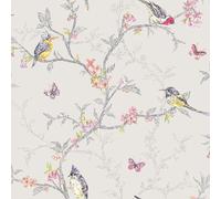 Phoebe Oiseaux Papier Peint - Holden Decor - Gris Colombe 98081