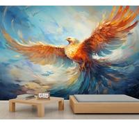Papier Peint Phoenix Coloré Papier Peint Phoenix Abstrait Flammes et Vents pour Salon Nuages et Ciel Flottants Décoration Murale Affiche Murale 390 X 260 cm