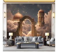 Papier peint photo 200 x 140 cm - Onirique nuages porte architecture Papier peint photo - pour salon et chambre à coucher - Coloré Papier peint non tissé effet 3D - Faciles à nettoyer