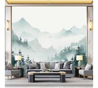 Papier peint photo 350 x 256 cm - Orient Montagnes Brume Peinture à l'encre Papier peint photo - pour salon et chambre à coucher - Coloré Papier peint non tissé effet 3D - Faciles à nettoyer