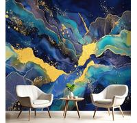 Papier peint photo 3D effet vague, papier peint effet marbre aquarelle pour chambre, papier peint bleu marine, décoration murale, tableau pour bureau, chambre d'enfant, décoration murale, 150 cm x 105