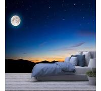 Papier Peint Photo 3D Montagnes Lune Paysage 350(W)X256(H)Cm Photo Papier Peint Auto-Adhésif Mural Salon Tv Canapé Chambre Fond Décoration Murale Peler Et Coller Mur Art Amovible Stickers Mura-6903267