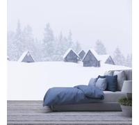 Papier Peint Photo 3D Mural Autocollant Paysage D'Arbres Forestiers D'Hiver 140(W)X70(H)Cm Mur Photo Art Affiche Murale Autocollants Muraux Décoratifs Peler Et Coller Fond De Mur Amovible Pour-1675663