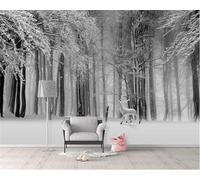 Papier Peint Photo 3D Mural Autocollant Scène De Neige De La Forêt D'Hiver 140(W)X70(H)Cm Mur Photo Art Affiche Murale Autocollants Muraux Décoratifs Peler Et Coller Fond De Mur Amovible Pour -3326824