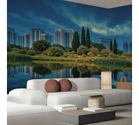 Papier peint photo 3D mural, paysages de lacs et de villes, architecture, affiche murale, sticker mural pour fond de télévision, décoration murale pour salon, chambre, restaurant, 200 cm x 140 cm