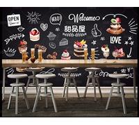 Papier Peint Photo 3D Personnalisé Fresque Murale Peinte À La Main Représentant Un Tableau Noir De Pâtisserie, Décor De Boutique De Gâteaux-300X210Cm