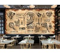 Papier Peint Photo 3D Personnalisé Image D'Un Salon De Coiffure Avec Un Mur De Briques En Arrière-Plan Papier Peint Photo Mural Amovible Pour La Décoration Murale De Votre Maison (Sans Pvc)-400X280Cm