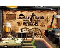 Papier Peint Photo 3D Personnalisé Murs De Briques,Tu As Des Histoires,J'Ai Du Vin,Murs De Restaurant Papier Peint Photo Mural Amovible Pour La Décoration Murale De Votre Maison (Sans Pvc)-300X210Cm