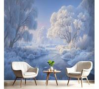 Papier peint photo 3D représentant des rivières enneigées et glacées, paysage hivernal, fresque murale en tissu de soie, décoration murale pour chambre, salon ou fond de télévision, 400 cm x 280 cm