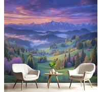 Papier peint photo 3D représentant un panorama montagneux, fresque murale de paysage de prairie pour chambre à coucher, papier peint violet foncé, décoration murale pour bureau, papier peint photo pou
