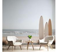 Papier peint photo 3D représentant un paysage de plage avec planche de surf et sable, en tissu de soie, idéal pour la décoration murale d'une chambre, d'un salon ou d'un mur TV, 200 cm x 140 cm.