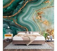 Papier Peint Photo 400x280 cm Vert Intissé Papier Peint Panoramique | Marbre Texture Art 3D Grande Fresque Murale Poster pour Chambre d'enfants Salon Décoration Murale Photo Murale