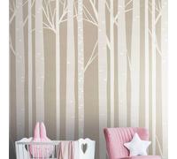 Papier peint photo Arbres Feuilles Impression numérique Forêt de bouleaux Forêt