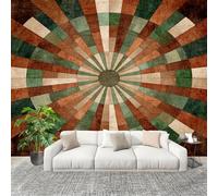 Papier Peint Photo Auto-Adhésif 200x140 cm RéTro GéOméTrique Plaque Cible Peler Et Coller 3D Panoramique Papier Peint brun Fresque Murale HD Intissé Poster Geant Stickers muraux