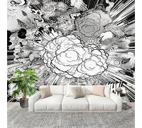 Papier Peint Photo Auto-Adhésif 250x175 cm Bandes DessinéEs Style Nuage Champignons Peler Et Coller 3D Panoramique Papier Peint Noir Et Blanc Fresque Murale HD Intissé Poster Geant Stickers muraux