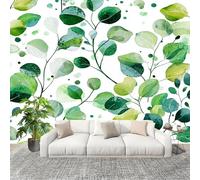 Papier Peint Photo Auto-Adhésif 250x175 cm Plantes Vertes Modernes Et RafraîChissantes Peler Et Coller 3D Panoramique Papier Peint Vert Fresque Murale HD Intissé Poster Geant Stickers muraux