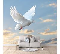 Papier Peint Photo Colombe Nuage Imprimé 3D Animal Mural 300x210 cm Poster non Tissé Imperméable et Durable Facile à Nettoyer Pas de support adhésif pour Café Couloir Chambre d'enfants Hôtel