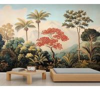 Papier peint photo de la jungle tropicale - 200 x 200 cm - Décoration murale botanique tropicale - Cocotiers - Décoration murale de la jungle - Ne se décolle pas et ne colle pas
